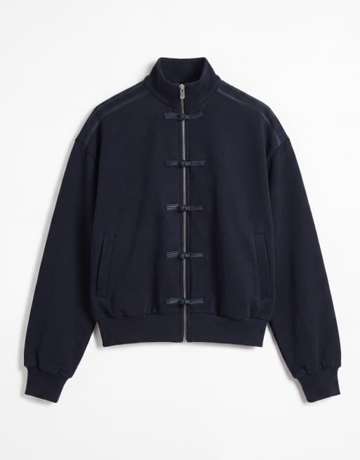 ASOS DESIGN veste mandarine avec finitions satinées, ensemble coordonné, marine, 5 de 8