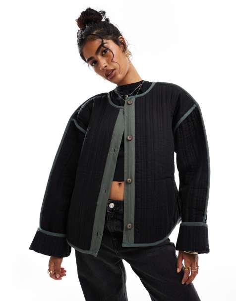 ASOS DESIGN - Veste matelassée à détails contrastants - Noir et kaki - view 1