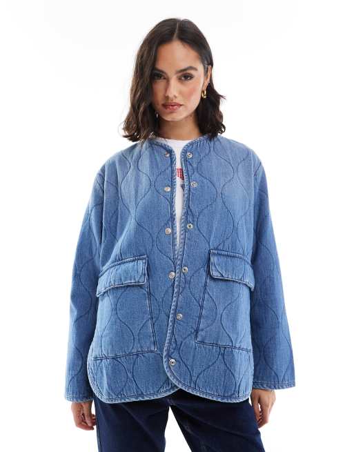 ASOS DESIGN Veste matelassée en denim Bleu délavé moyen ASOS