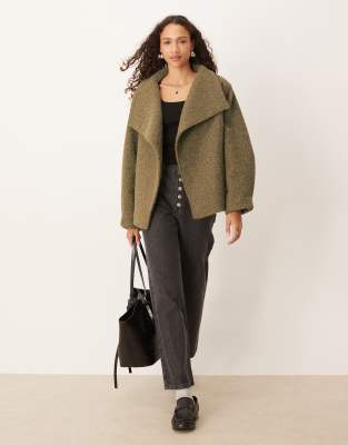 ASOS DESIGN - Veste oversize confortable à col cheminée - Olive-Vert
