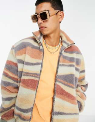 ASOS DESIGN - Veste oversize ?�paisse en imitation peau de mouton ?� imprim?� abstrait | ASOS