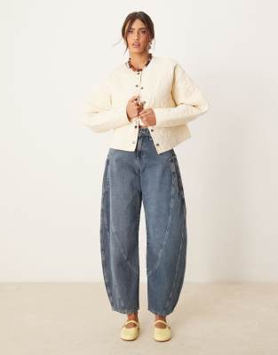 ASOS DESIGN - Veste oversize matelassée à manches cocon - Crème délavé-Blanc