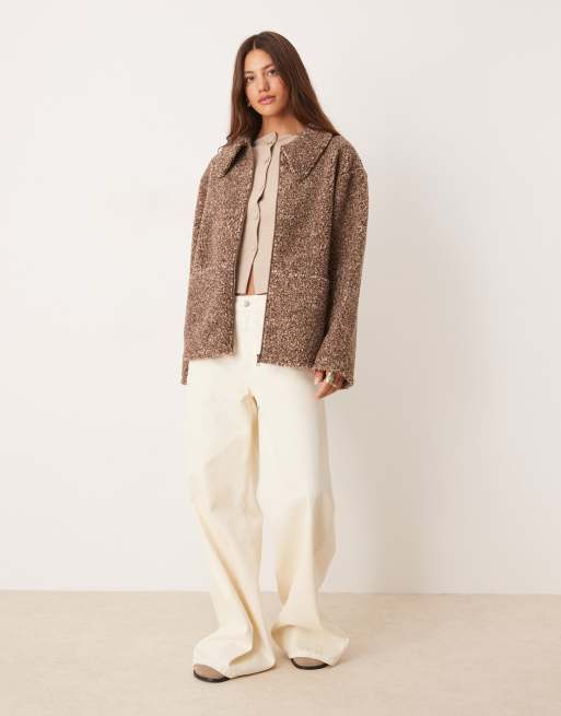 ASOS DESIGN - Veste polaire en imitation peau de mouton avec col et fermeture éclair - Neutre bicolore, 2 de 4