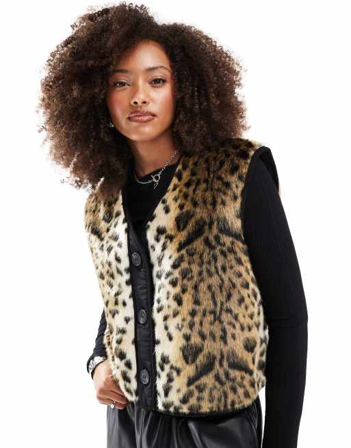 Fausse Fourrure Gilet Sans Manche Avec Poches Femme ASOS DESIGN