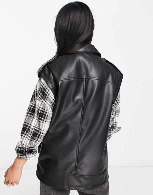 ASOS DESIGN Veste sans manches en similicuir Noir