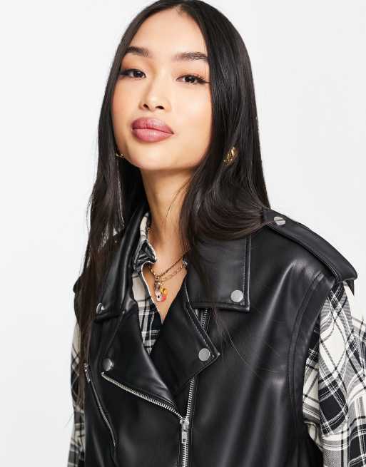 ASOS DESIGN Veste sans manches en similicuir Noir