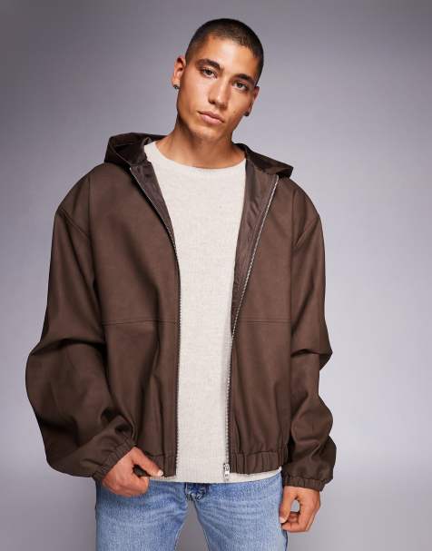 ASOS DESIGN - Veste sans manches zippée en imitation cuir - Marron foncé - view 1