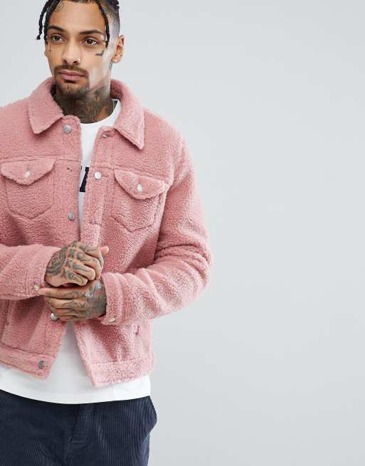 ASOS DESIGN Veste style western en imitation peau de mouton Rose