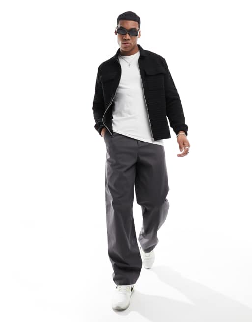 ASOS DESIGN - Veste texturée zippée classique - Noir