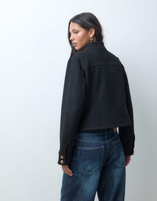 ASOS DESIGN veste utilitaire habillée à boutons sur le devant en noir, 3 de 4