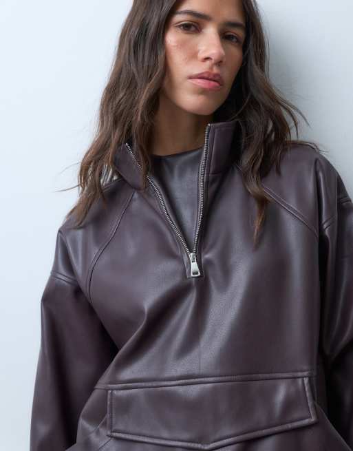 ASOS DESIGN veste zippée 1/4 marron, 2 de 4