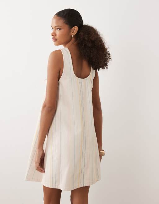 ASOS DESIGN - Vestido corto a rayas con cuello ancho y lazada delantera, 4 de 4