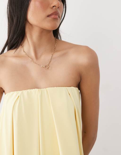 ASOS DESIGN - Vestido corto amarillo crema con escote palabra de honor, 3 de 4