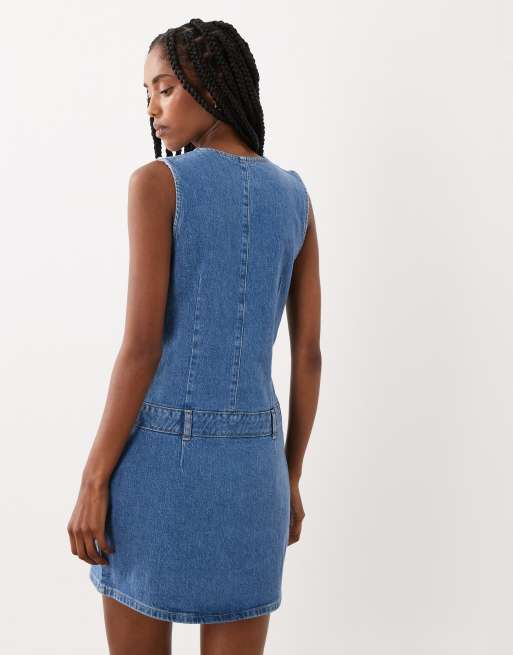 ASOS DESIGN - Vestido corto azul medio cruzado asimétrico, 4 de 4