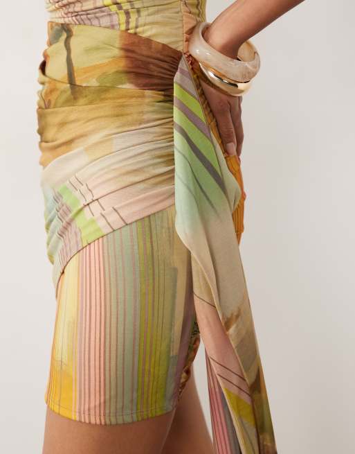 ASOS DESIGN - Vestido corto con estampado y detalle de pañuelo, 3 de 4