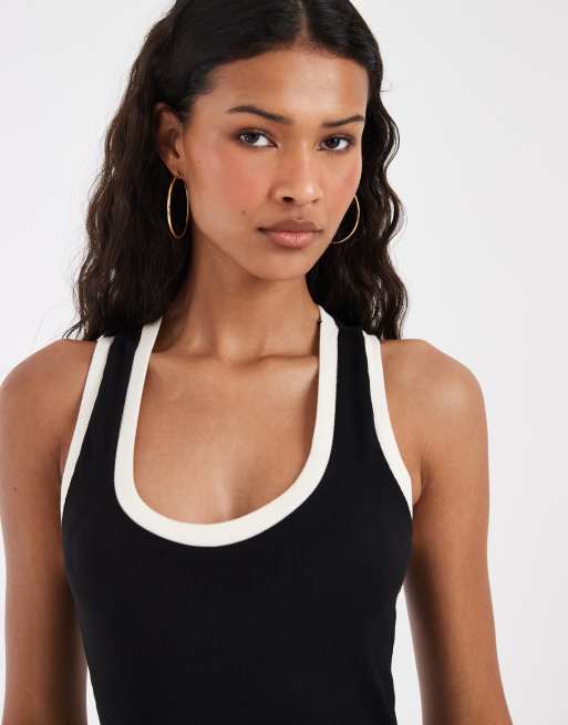 ASOS DESIGN - Vestido corto monocromático con ribete en contraste, 3 de 4