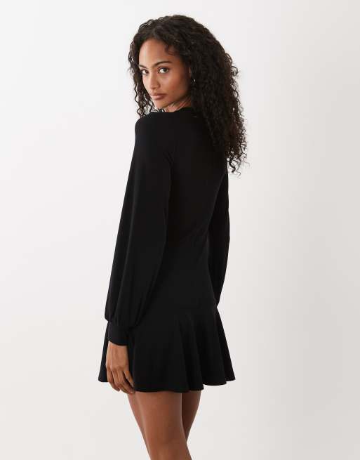 ASOS DESIGN - Vestido corto negro con botones y cintura baja, 2 de 4
