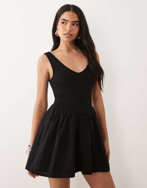 ASOS DESIGN - Vestido corto negro con cintura estilo corsé, 3 de 4