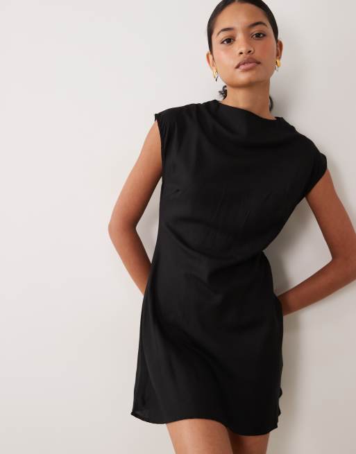 ASOS DESIGN - Vestido corto negro con cuello subido, 3 de 4