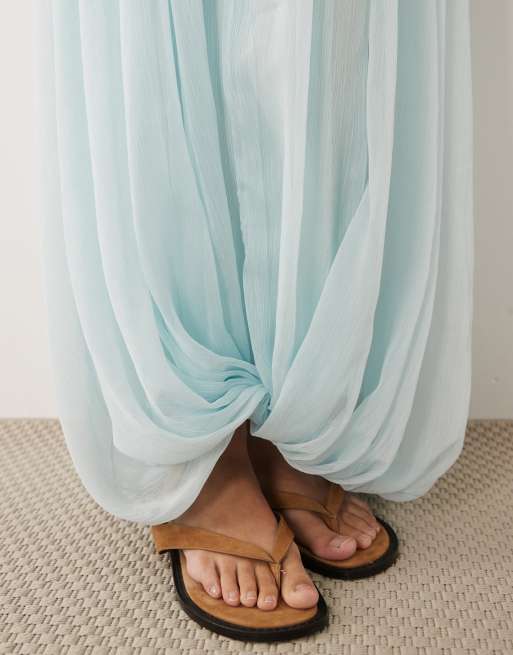 ASOS DESIGN - Vestido largo azul pastel con diseño híbrido de nadadora, 2 de 4