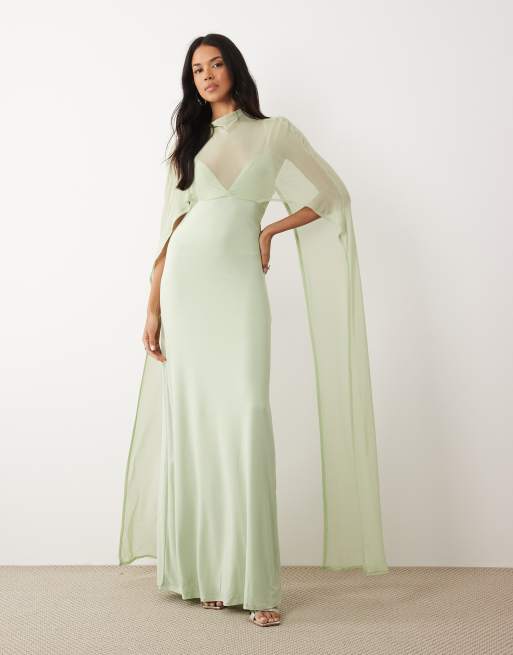 ASOS DESIGN - Vestido largo verde con capa extragrande, 2 de 4