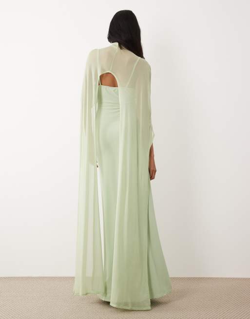 ASOS DESIGN - Vestido largo verde con capa extragrande, 4 de 4