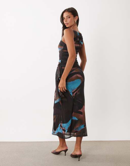 ASOS DESIGN - vestido maxi de malla estampada con cuello alto, 4 de 4