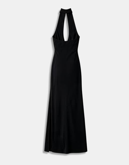 ASOS DESIGN vestido maxi sin mangas con cuello mao y cierre decorado en negro, 6 de 7
