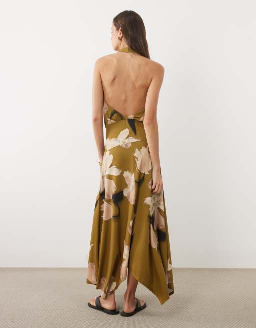 ASOS DESIGN - vestido midi con cuello halter y falda amplia con estampado floral, 2 de 4
