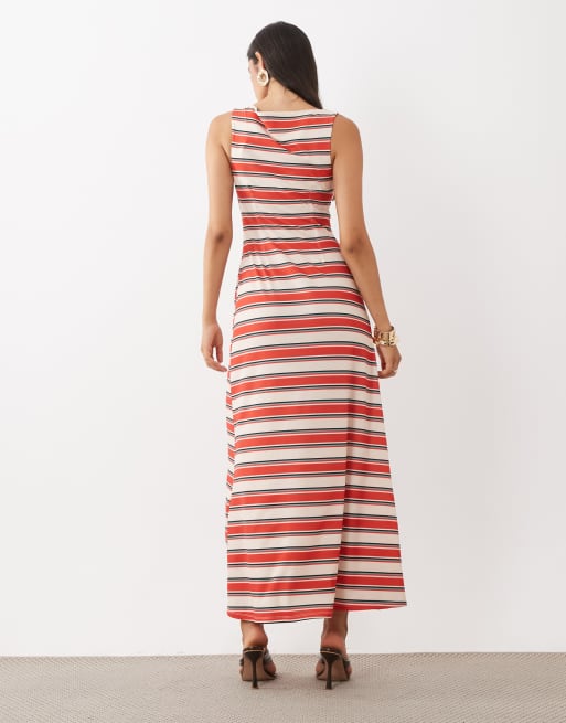 ASOS DESIGN - vestido midi de cuello barco con costuras y rayas, 4 de 4