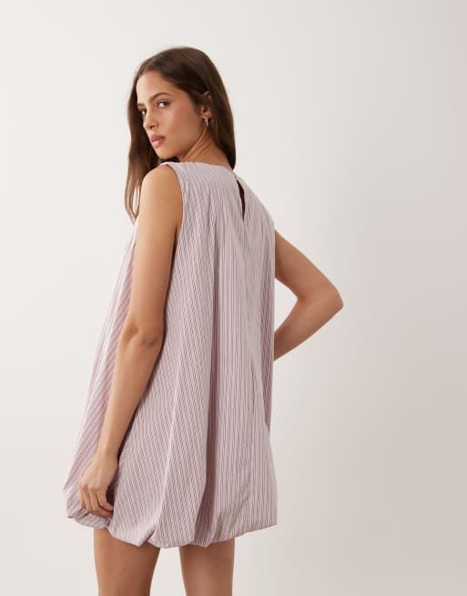ASOS DESIGN - vestido mini con bajo abullonado y rayas color crema, 3 de 4