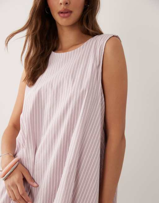 ASOS DESIGN - vestido mini con bajo abullonado y rayas color crema, 4 de 4