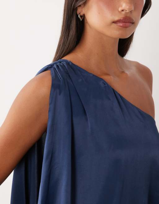 ASOS DESIGN - Vestido mini de satén asimétrico con capa, 2 de 4