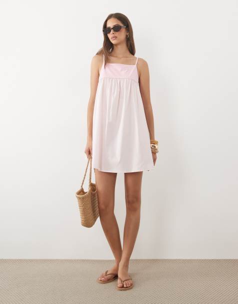 ASOS DESIGN - vestido mini híbrido de línea A con cuello halter en rosa claro - view 1