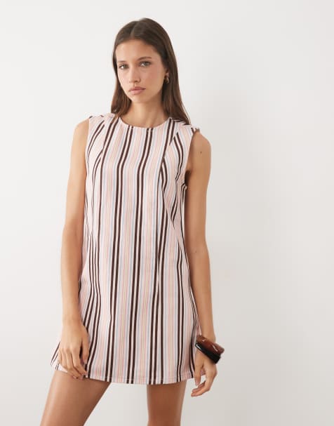 ASOS DESIGN - vestido recto vaquero a rayas rosas - view 1