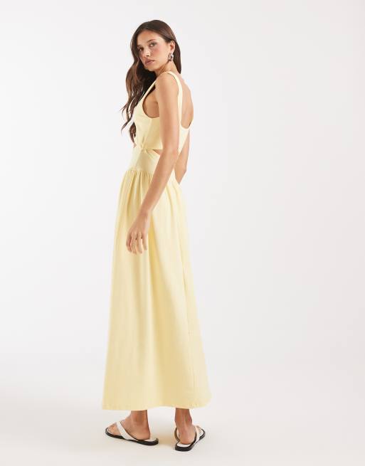 ASOS DESIGN - Vestido semilargo amarillo con detalle de abertura, 4 de 4