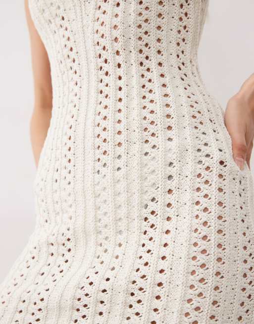 ASOS DESIGN - Vestitino in maglia all'uncinetto con maniche ad aletta, 3 di 4