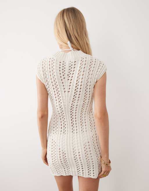 ASOS DESIGN - Vestitino in maglia all'uncinetto con maniche ad aletta, 4 di 4