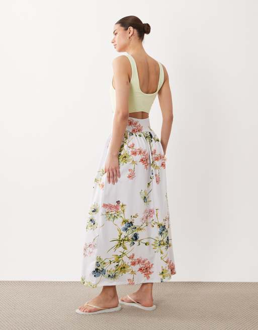 ASOS DESIGN - Vestito al polpaccio con stampa a fiori e cut-out, 4 di 4