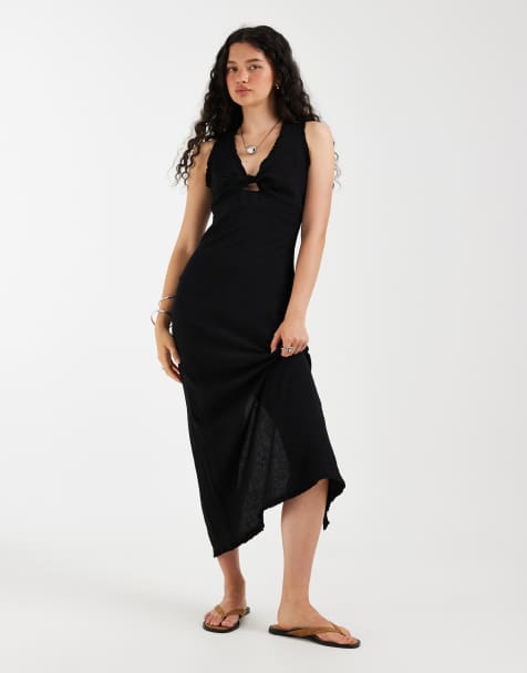 ASOS DESIGN - Vestito al polpaccio nero con bustino attorcigliato - view 1
