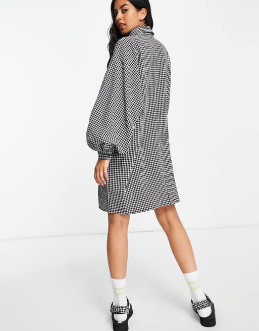 ASOS DESIGN - Vestito camicia corto con maniche ad ali di pipistrello a quadretti, 2 di 4