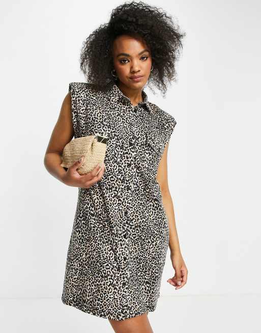 ASOS DESIGN - Vestito camicia corto con tasche e stampa leopardata, 4 di 4
