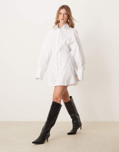 ASOS DESIGN - Vestito camicia corto stretto in vita in popeline - view 1