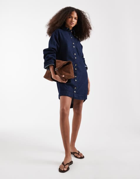 ASOS DESIGN - Vestito camicia squadrato a maniche lunghe slavato - view 1