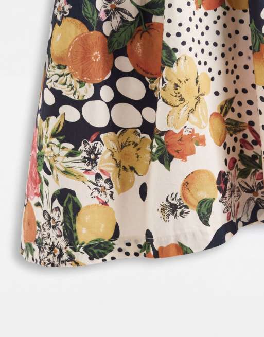 ASOS DESIGN - Vestito corto a fascia con volant e stampa di frutta, 8 di 8