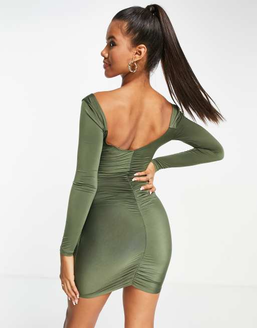 ASOS DESIGN - Vestito corto a maniche lunghe con scollo