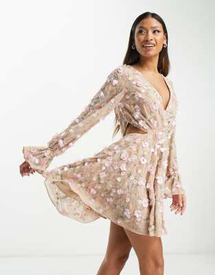 River Island - Portafoglio trapuntato rosa con borchie e chiusura a