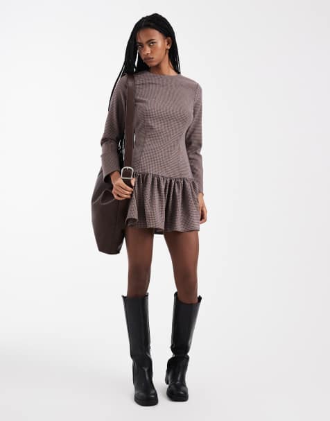 ASOS DESIGN - Vestito corto a quadretti con vita scesa - view 1