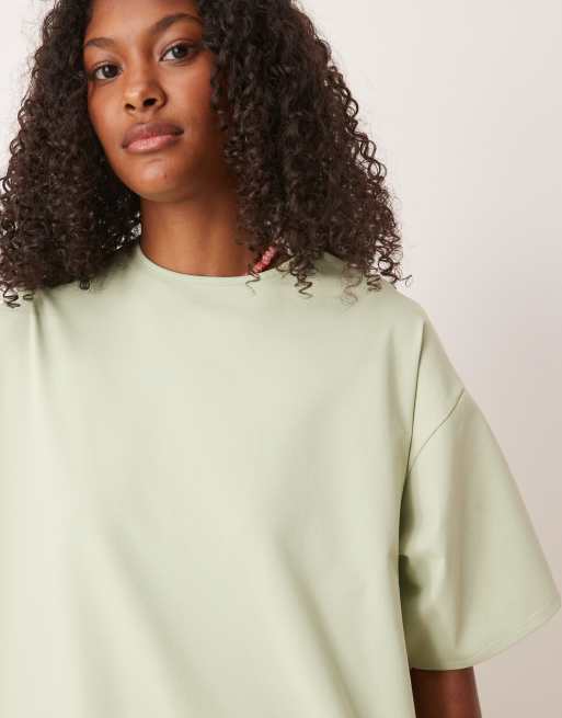 ASOS DESIGN - Vestito corto a T-Shirt oversize strutturato color salvia