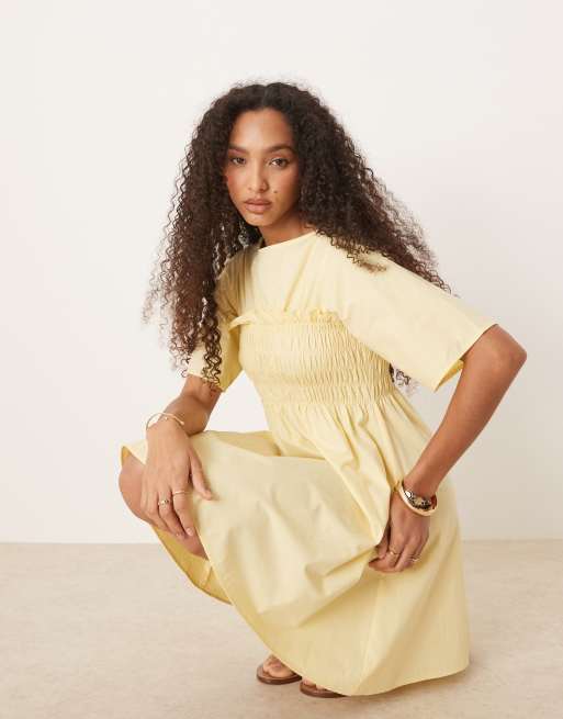 ASOS DESIGN - Vestito corto a trapezio color latticello stile babydoll